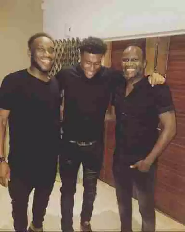 Alex Iwobi Poses With His Uncles, Jay-Jay Okocha And Emma Okocha (Photo)